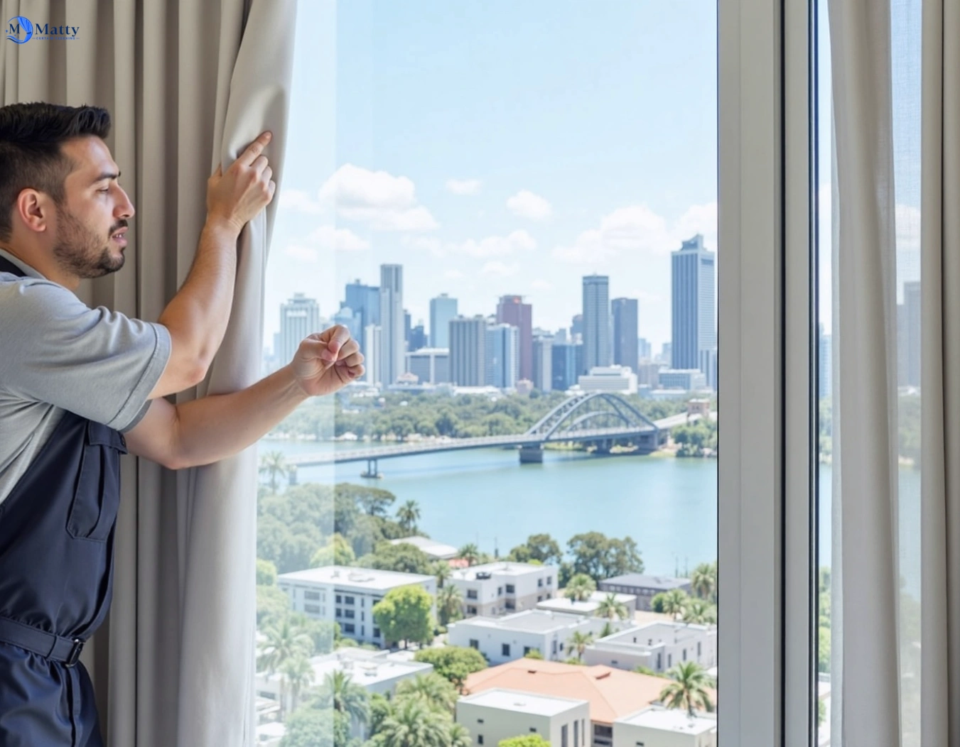 Professional curtain steam cleaning service holland-park QLD by Matty Curtain Cleaning