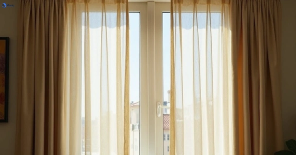 Dull dusty drapes in holland-park before professional cleaning